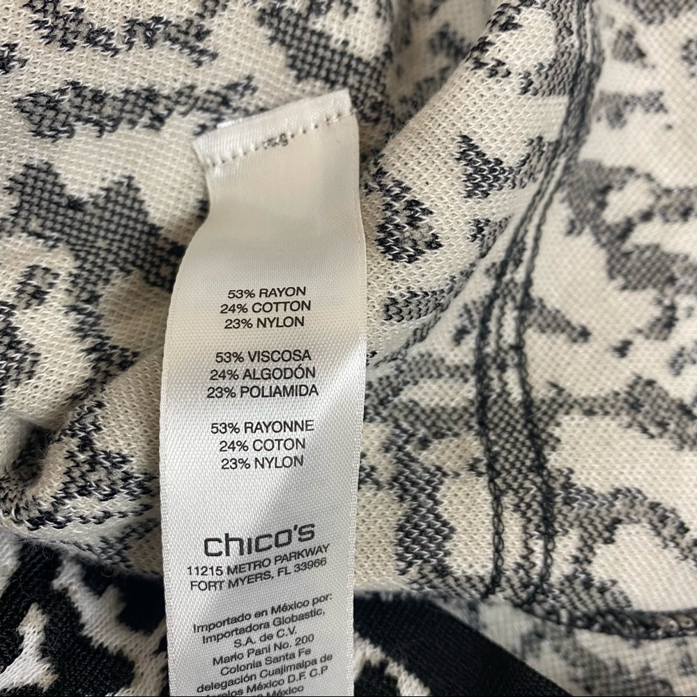 Chico’s Animal Print Black Cream Zipper Cardigan size 3 16 XL - Picture 9 of 10